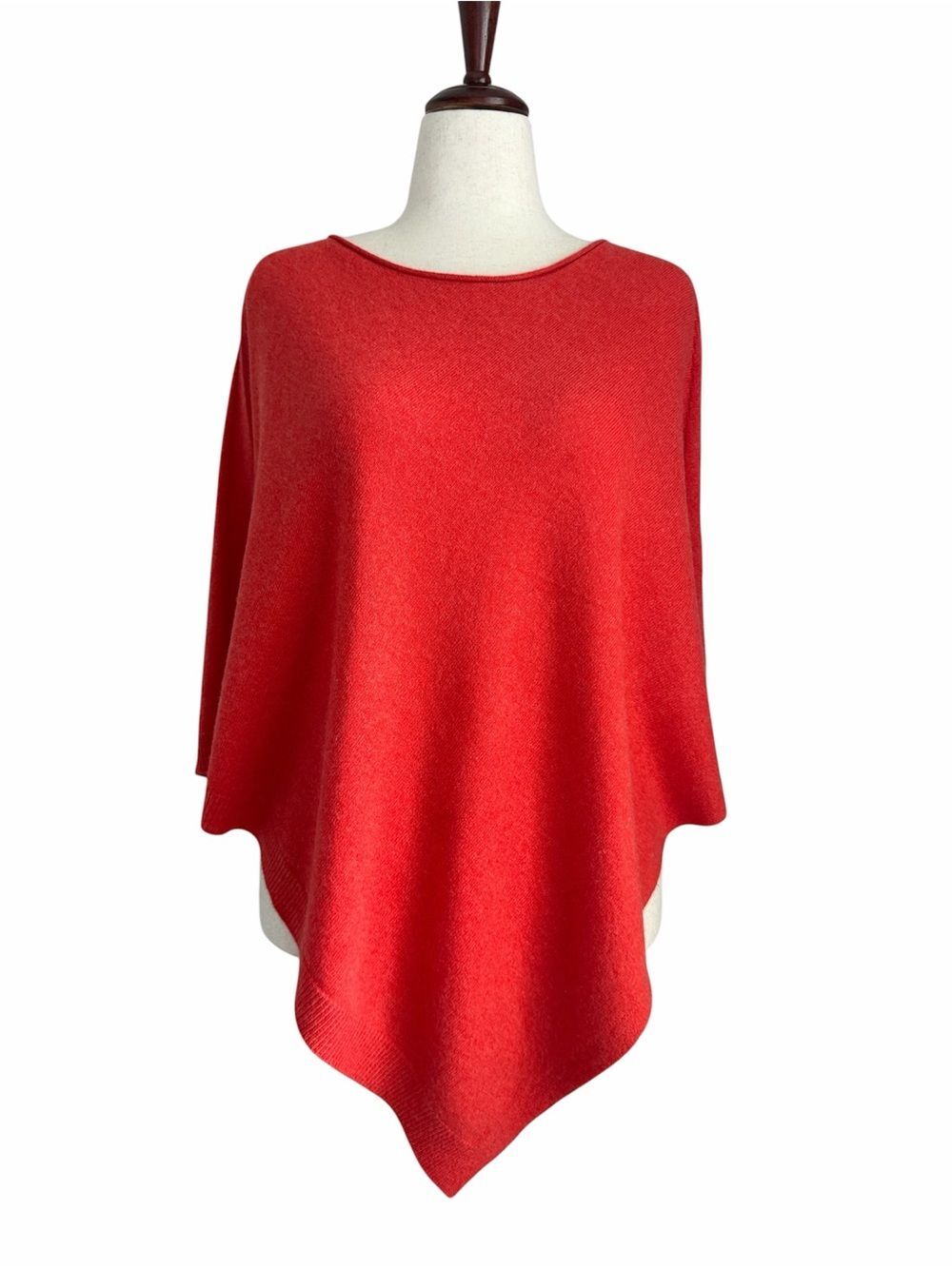The Cashmere Project 100% Cashmere Poncho Womens One Size Coral Red Cape Wrap